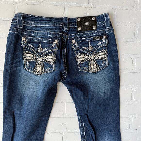 Miss Me Signature Boot Cut Medium to Dark Wash Denim Jeans sz 29 - Picture 2 of 6